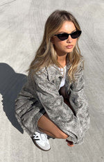 Abbi PU Distressed Black Bomber Jacket Image