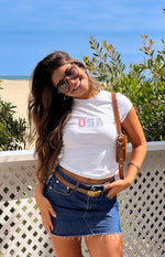 Astrea White USA Baby Tee Image