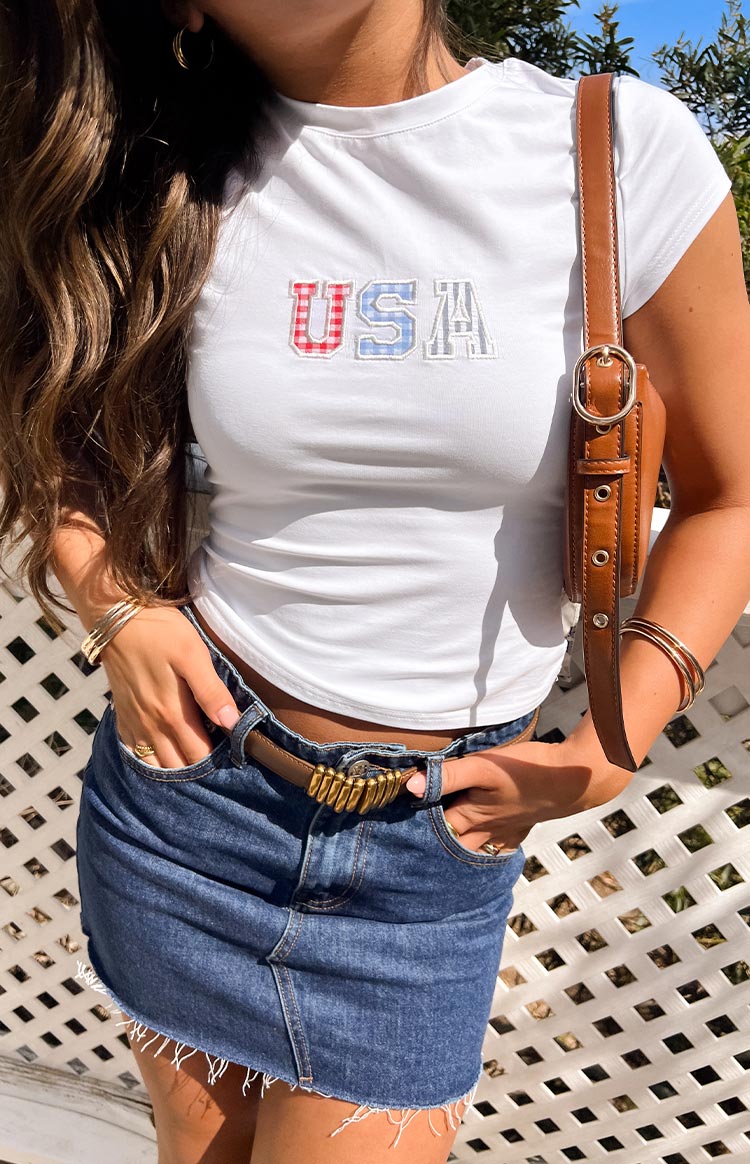 Astrea White USA Baby Tee Image