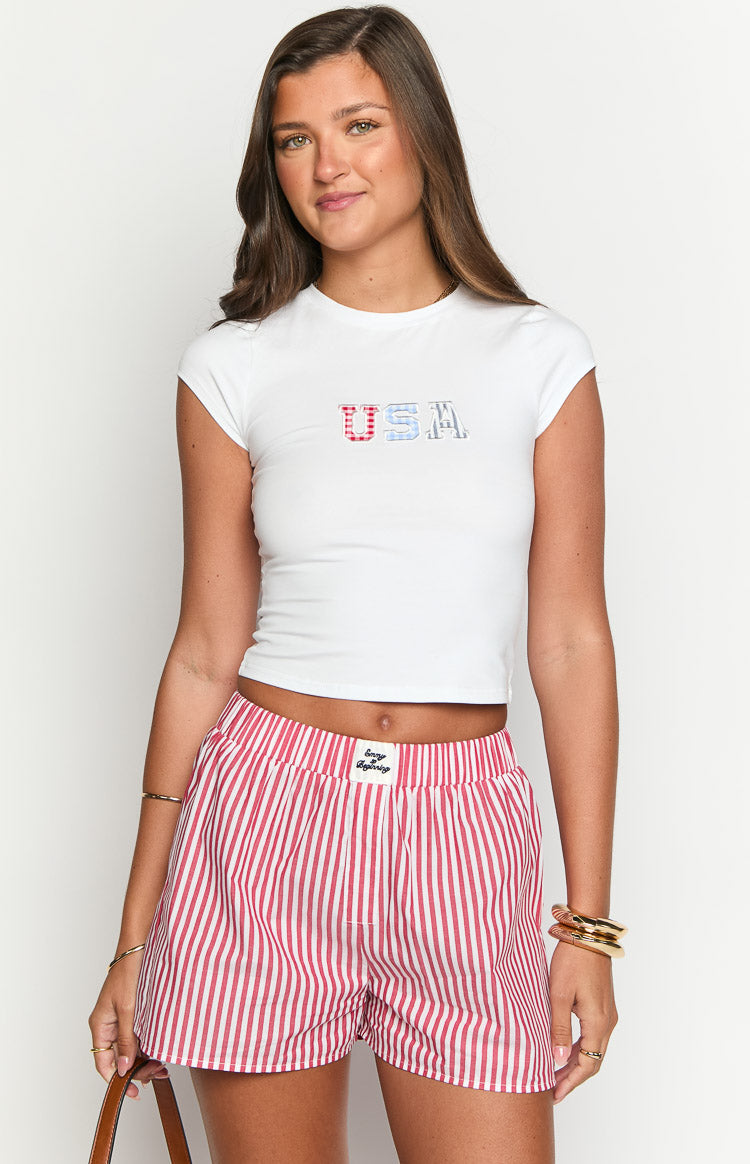 Astrea White USA Baby Tee Image