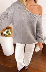 Delvey Grey Chunky Knit Sweater Image