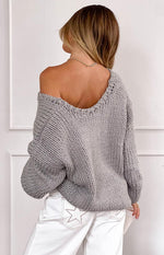 Delvey Grey Chunky Knit Sweater Image