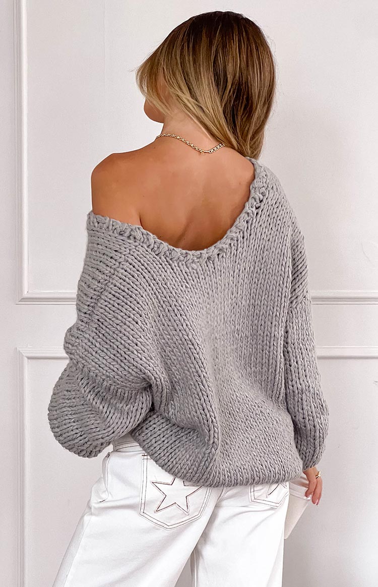 Delvey Grey Chunky Knit Sweater Image