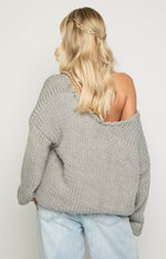 Delvey Grey Chunky Knit Sweater Image