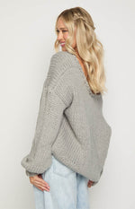 Delvey Grey Chunky Knit Sweater Image