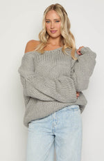 Delvey Grey Chunky Knit Sweater Image