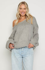 Delvey Grey Chunky Knit Sweater Image