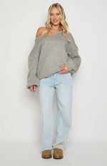 Delvey Grey Chunky Knit Sweater Image