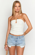 Kassy White Strapless Top Image