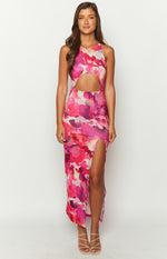 New News Pink Print Maxi Dress Image