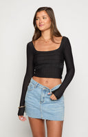 Vida Black Long Sleeve Top