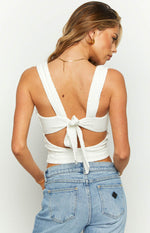 Vida White Bow Top Image