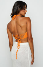 Aziel Orange Knit Halter Top Image