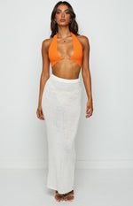 Aziel Orange Knit Halter Top Image