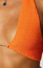 Aziel Orange Knit Halter Top Image