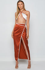Lou Wrap Maxi Skirt Brown Image
