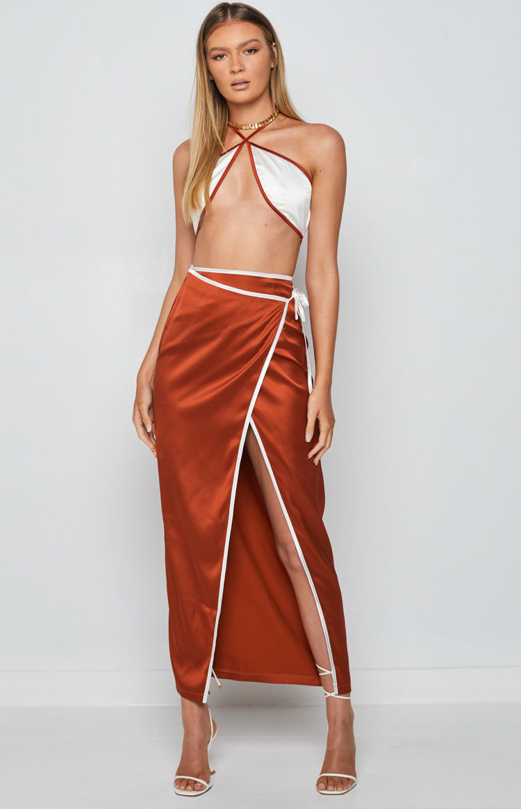 Lou Wrap Maxi Skirt Brown Image