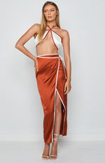Lou Wrap Maxi Skirt Brown Image